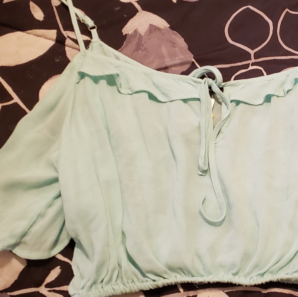 TRADE FOR STEPH   blue offshoulder croptop